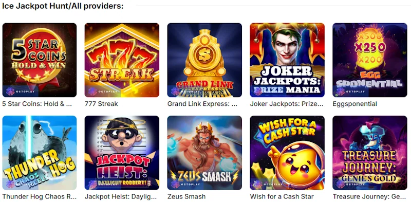 Ice Casino jackpot games
